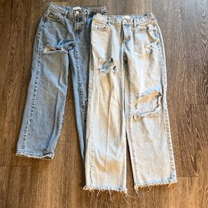 Distressed Pacsun Light Wash and Dark Wash Blue Jeans